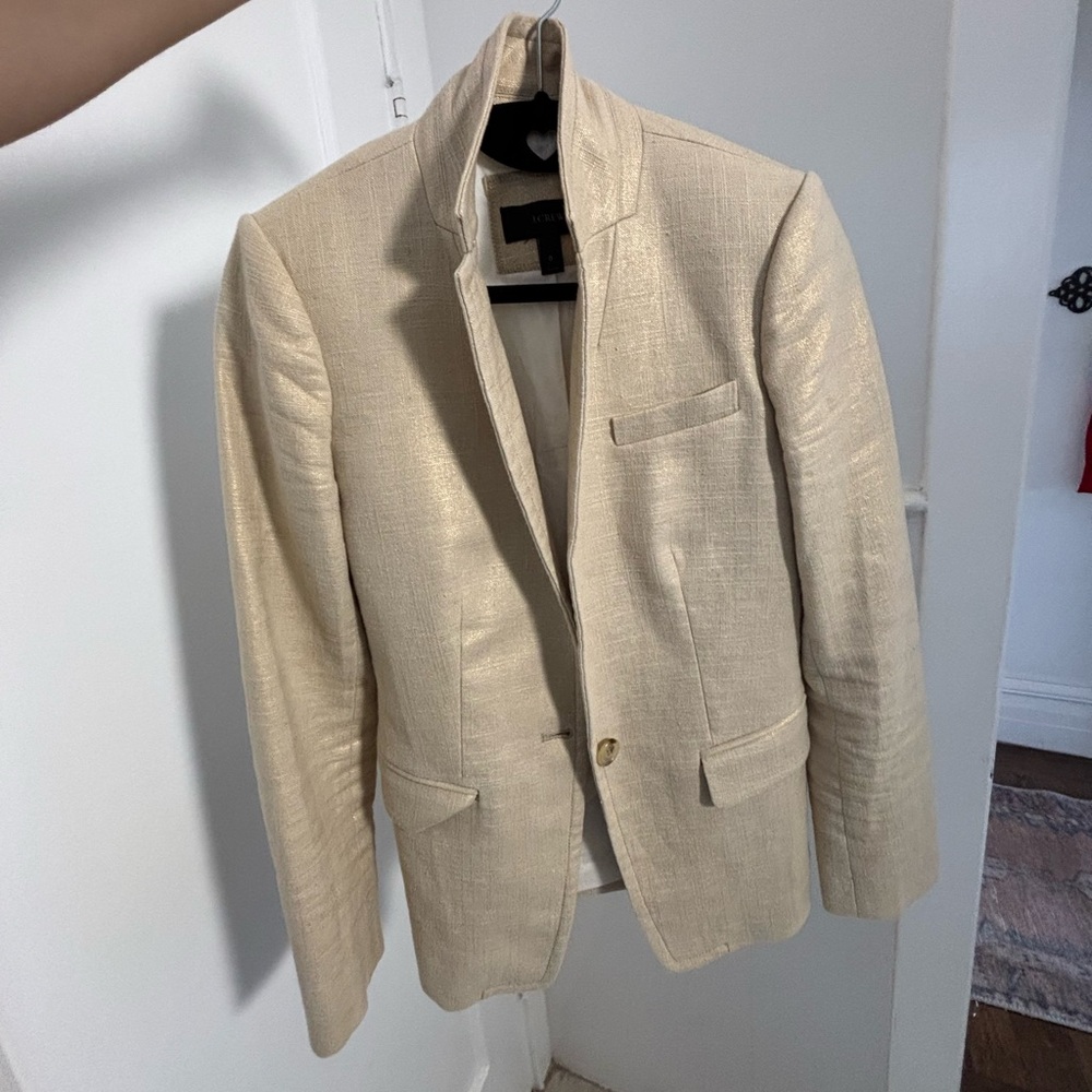 J. Crew Cream Single-Button Textured Blazer - Picture 6 of 7